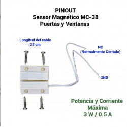 Sensor Magnético De Apertura Para Puertas Y Ventanas MC-38 NO